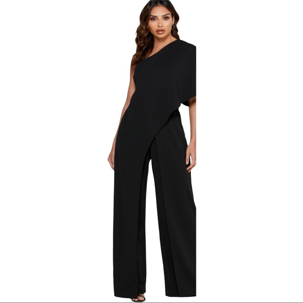ADRIANNA PAPELL Wide Leg One Shoulder Jumpsuit 10